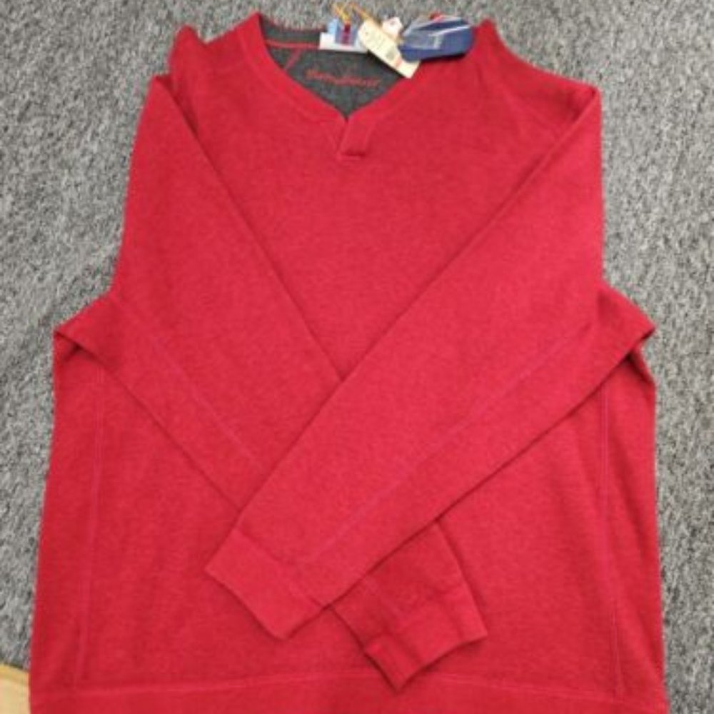 TOMMY BAHAMA Sweater Mens 3XL Reversible Red Gray Co